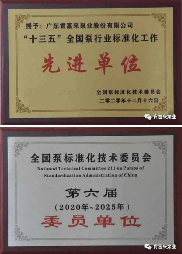 九游官方web站-JiuYou J9(中国)荣获“十三五”全国泵行业标准化工作先进单位称号